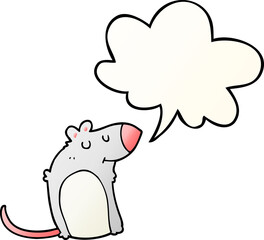 cartoon fat rat and speech bubble in smooth gradient style