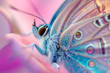 Macro photography of butterfly. Details of a beautiful butterfly wing. - obrazy, fototapety, plakaty
