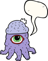 speech bubble cartoon alien wearing hat