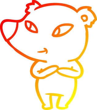 recommend clip art: warm gradient line drawing cute cartoon bear