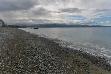 coast and waves on the Mediterranean sea on a winter day in Cyprus 7