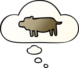 cartoon animal symbol and thought bubble in smooth gradient style
