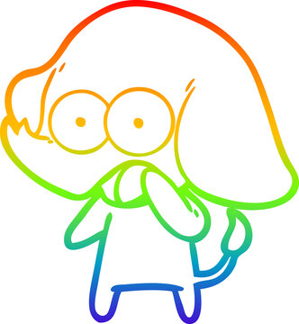 recommend clip art: rainbow gradient line drawing cute cartoon elephant