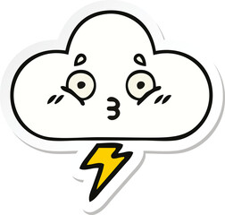 sticker of a cute cartoon thunder cloud