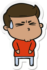 sticker of a cartoon man sweating