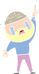 flat color style cartoon bearded man crying