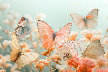Macro photography of butterfly. Graceful butterflies soar in a flower garden.