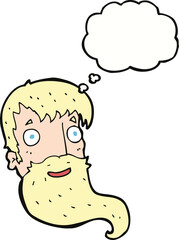 cartoon bearded man with thought bubble