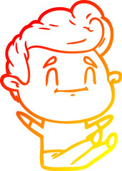 warm gradient line drawing happy cartoon man