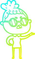 cold gradient line drawing cartoon annoyed woman