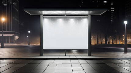 Empty white modern street billboard mockup. Display for advertising in public area