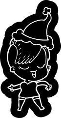 Fototapeta na wymiar happy cartoon icon of a girl wearing santa hat