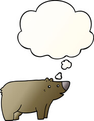 cartoon bear and thought bubble in smooth gradient style