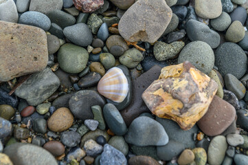 sea ​​pebbles by the Mediterranean sea on a winter day in Cyprus 1