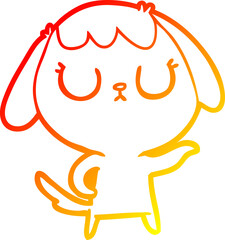 warm gradient line drawing cute cartoon dog