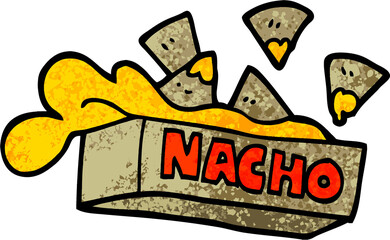 grunge textured illustration cartoon nacho box
