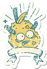 Fototapeta premium grunge sticker of tattoo style rotten pear