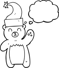 thought bubble cartoon teddy bear waving