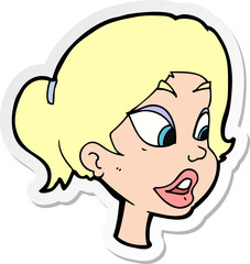 sticker of a cartoon friendly woman