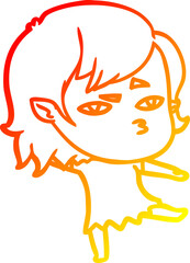 warm gradient line drawing cartoon vampire girl