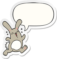 cartoon rabbit and speech bubble sticker