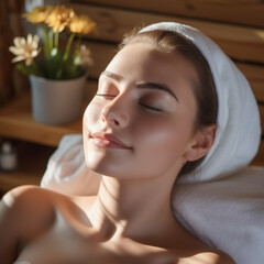 Obraz na płótnie Canvas girl in a beauty salon. relaxation .facial skin care