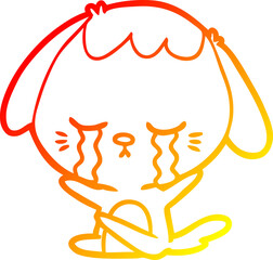 warm gradient line drawing cartoon dog crying