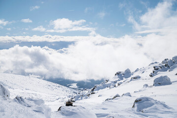 Fototapeta na wymiar Beautiful Winter Mountain Landscape .Vitosha Mountain, Bulgaria 