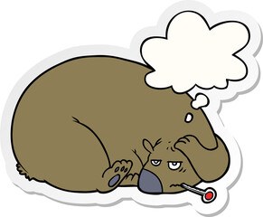 Fototapeta premium cartoon bear with a sore head and thought bubble as a printed sticker