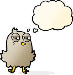 funny cartoon bird with thought bubble