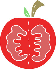 flat color illustration of a cartoon tomato