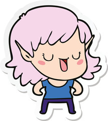 sticker of a cartoon elf girl