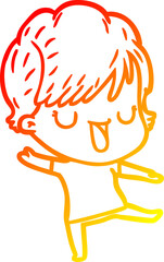 warm gradient line drawing cartoon woman talking