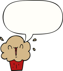 cartoon cupcake and speech bubble
