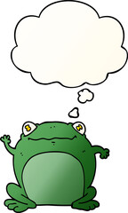 cartoon frog and thought bubble in smooth gradient style