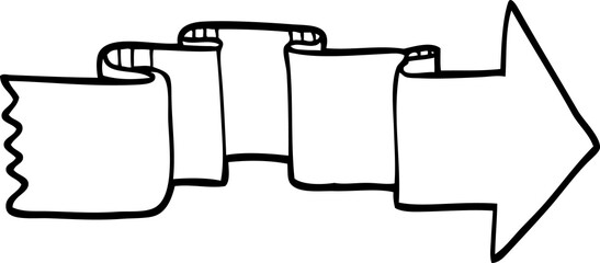 black and white cartoon banner arrow