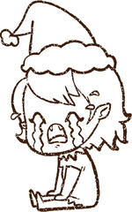 Christmas Vampire Charcoal Drawing