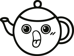 Obraz premium line drawing cartoon tea pot