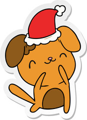 christmas sticker cartoon of kawaii dog