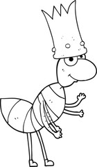 black and white cartoon ant queen