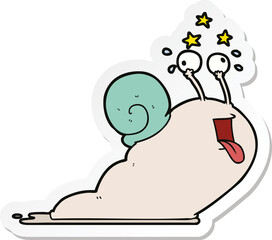 sticker of a crazy cartoon snail