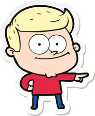 sticker of a cartoon happy man