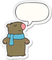 cartoon bear and speech bubble sticker