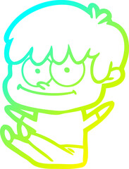 cold gradient line drawing happy cartoon man