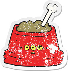 retro distressed sticker of a cartoon dog food bowl