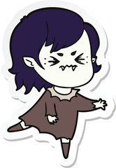 Obraz premium sticker of a annoyed cartoon vampire girl