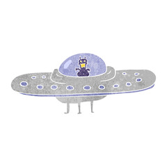 retro cartoon flying saucer