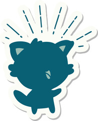 sticker of tattoo style happy cat