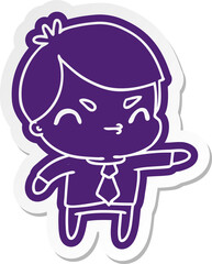 cartoon sticker of a kawaii cute boy