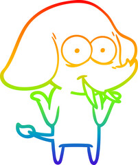 rainbow gradient line drawing happy cartoon elephant